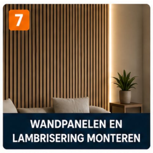 Klussen Afbeelding van leo helpt met wandpanelen en lambrisering monteren